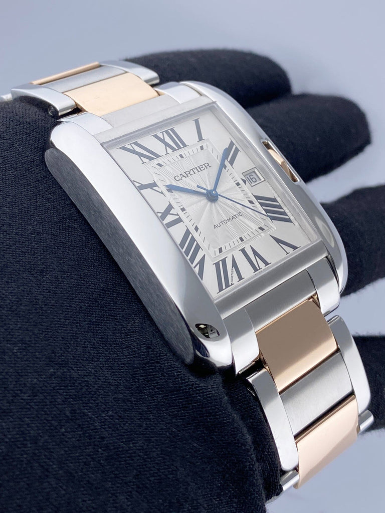 Cartier Tank Anglaise XL W5310006 18K Rose Gold Steel Mens Watch