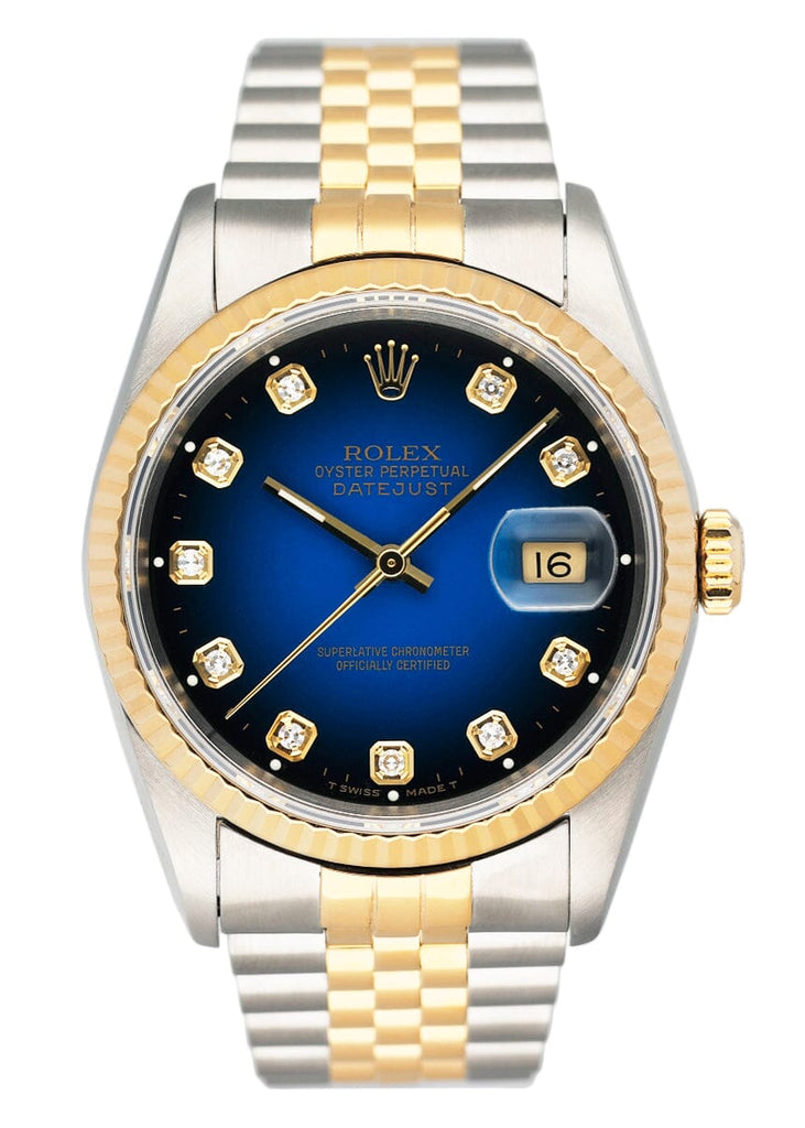 Rolex Datejust 16233 Diamond Blue Vignette Dial Mens Watch