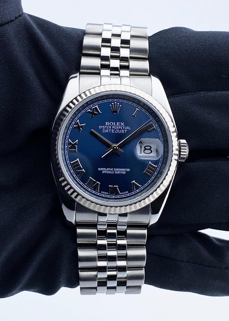 Rolex Oyster Perpetual Datejust 116234 Blue Dial Mens Watch