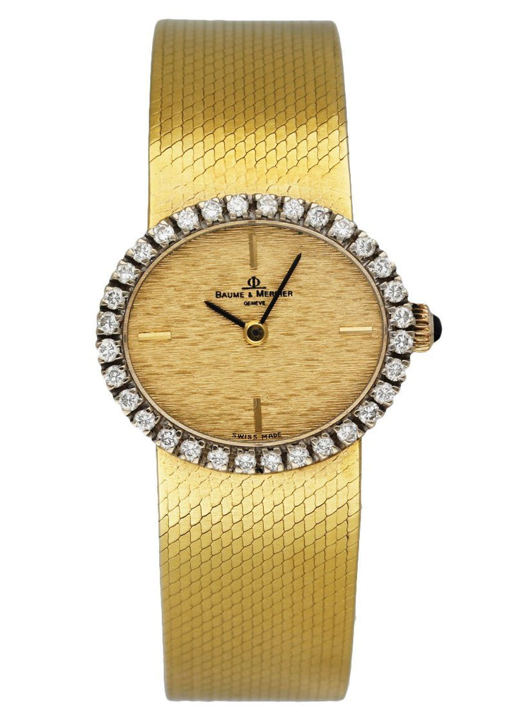 Baume Mercier 18K yellow gold Factory Diamond Bezel Ladies Watch