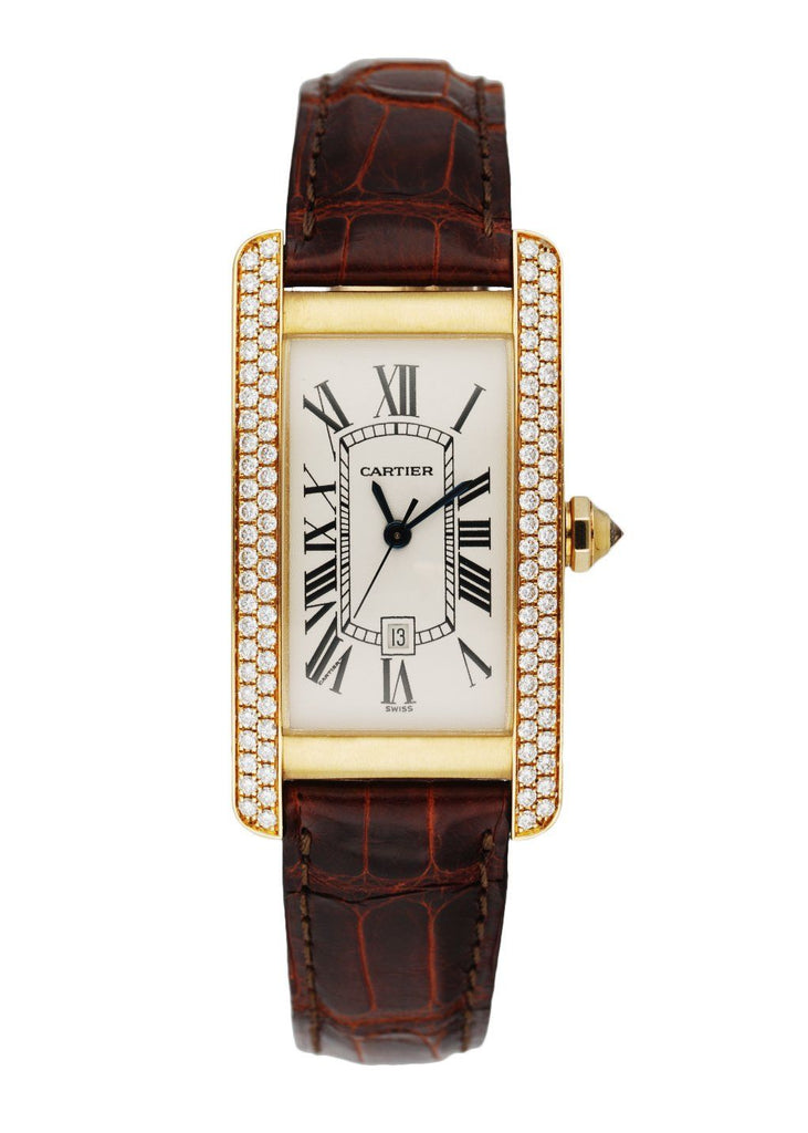 CARTIER Tank Americaine Automatic in 18Kt yellow gold and diamonds Ref.  2483. NEW!