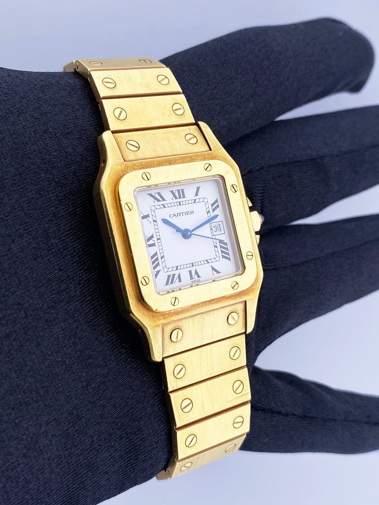 Cartier Santos 18K Yellow Gold Mens Watch