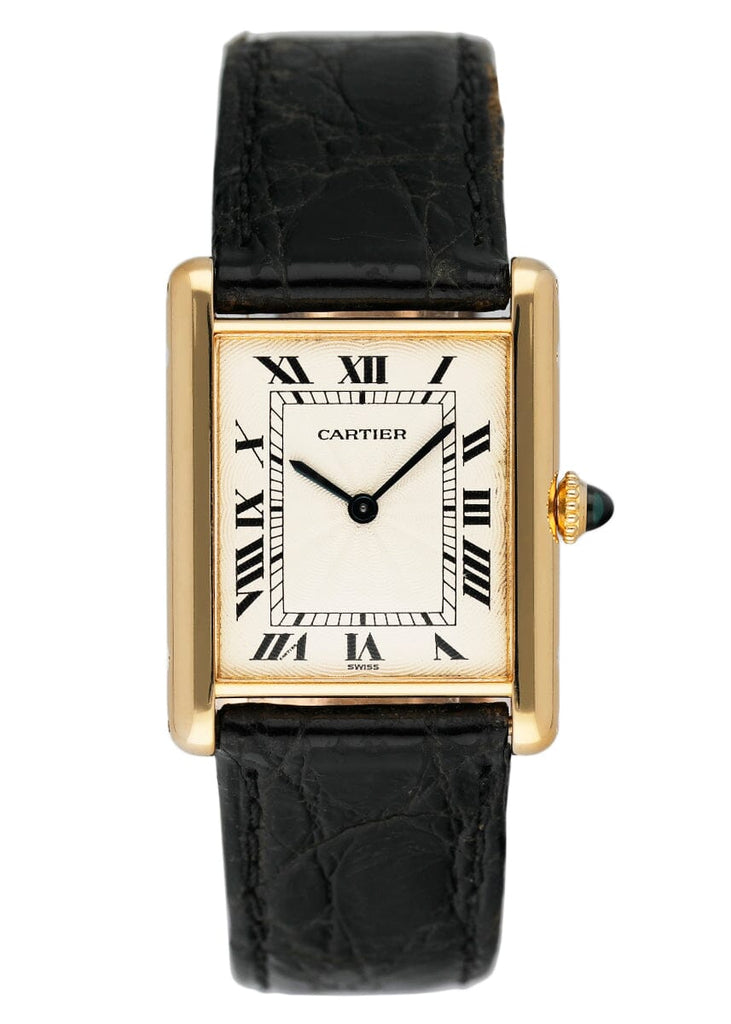 Cartier Tank Louis 18k White Gold Brown Strap Ladies Watch