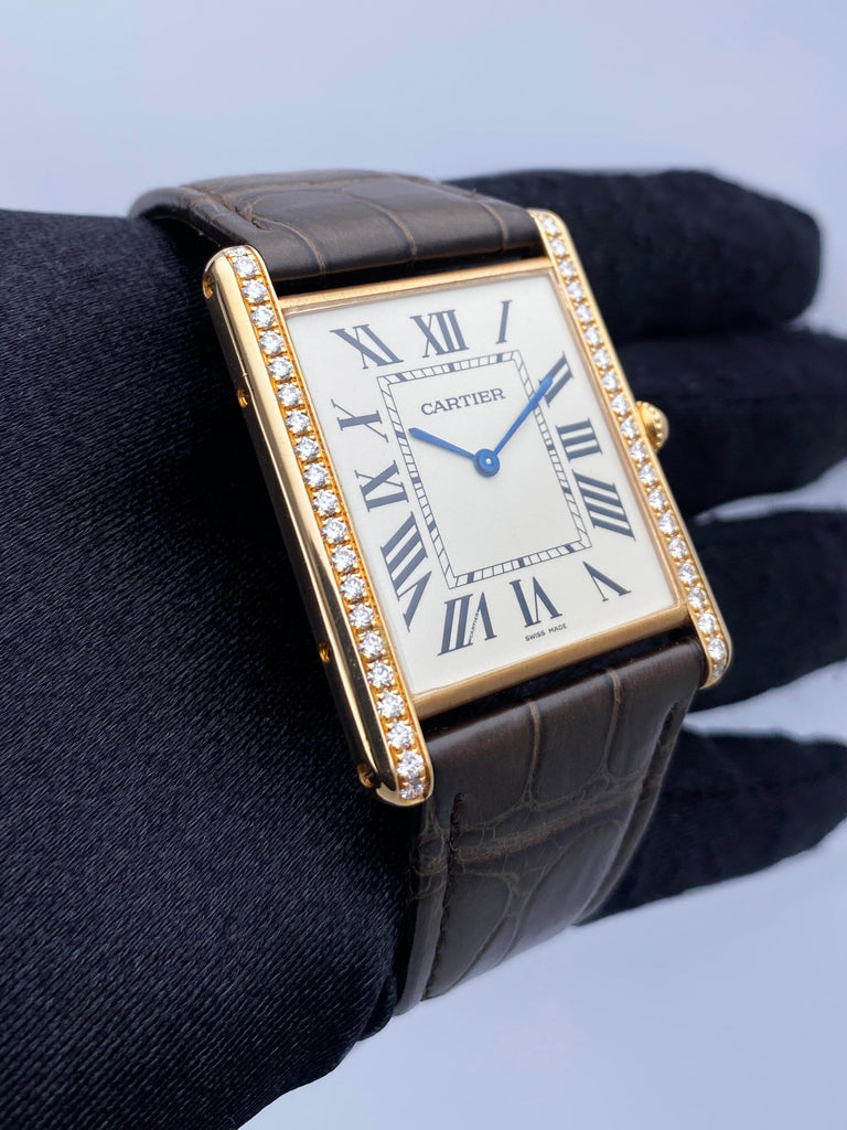 Cartier Tank Louis XL WT200005 Diamond 18K Rose Gold Mens Watch