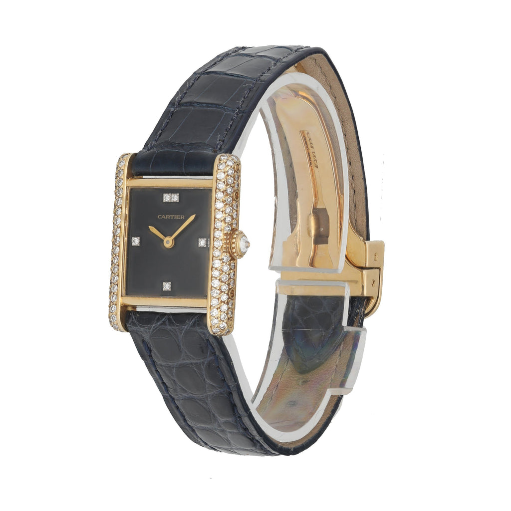 Cartier Tank Paris 78227 Onyx Dial 18K Yellow Gold Ladies Watch