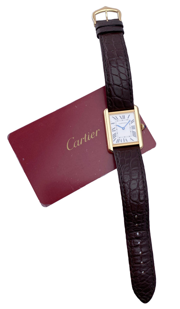 Cartier Tank Solo Watch - 31 mm Pink Gold Case - Brown Alligator Strap - W5200024