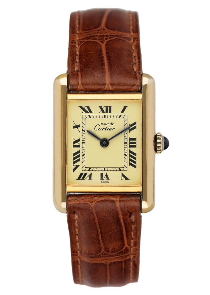 Cartier Vermeil Tank Must 925 18K Yellow Gold Ladies Watch