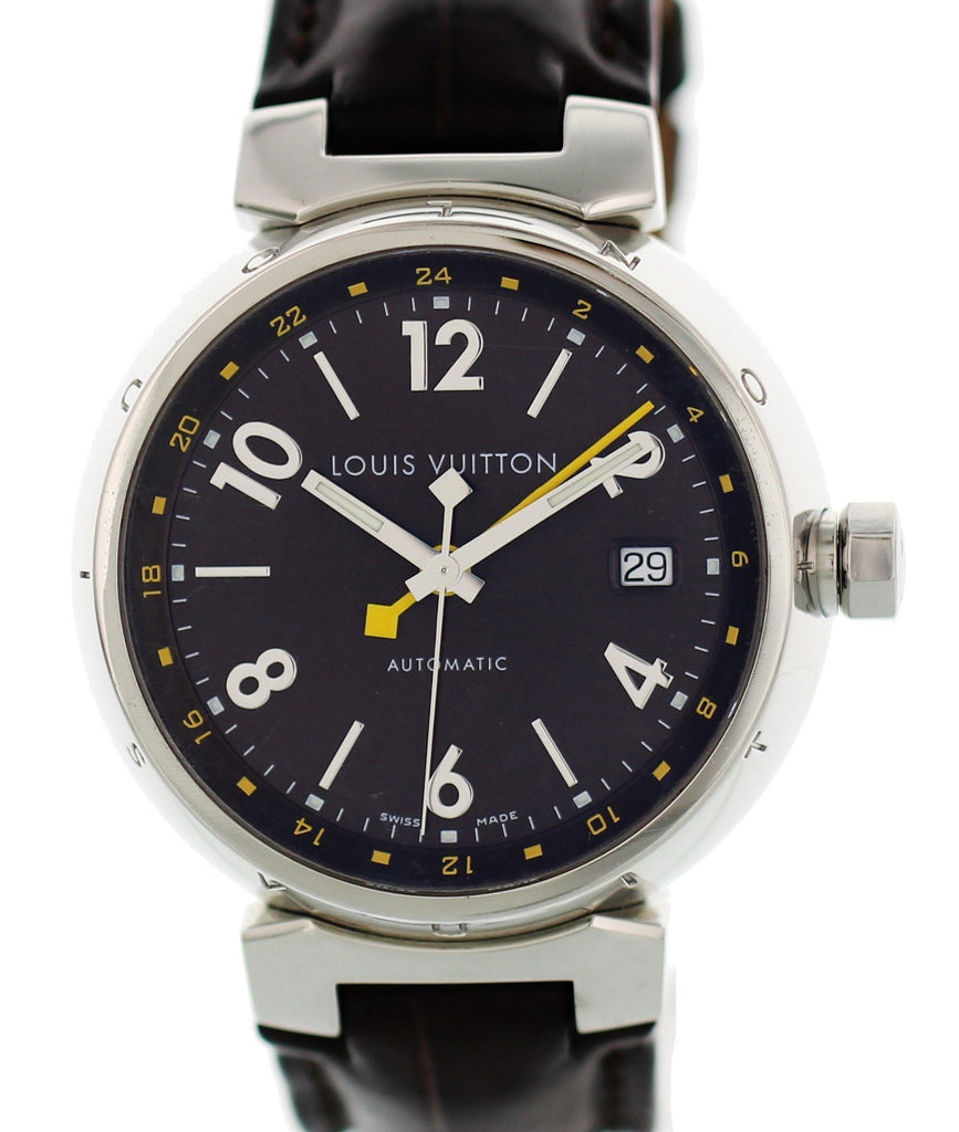 Louis Vuitton Tambour In Black GMT Q113I Automatic Black Dial 41mm Men's  Watch