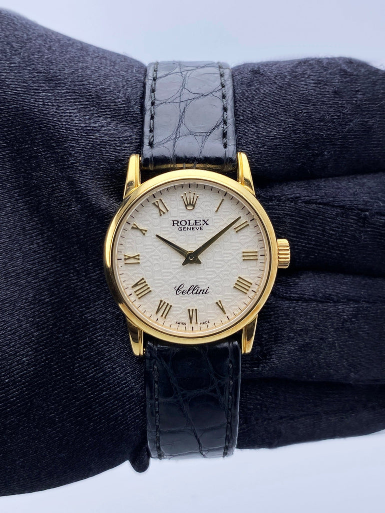 Rolex Cellini 6111 8 Ivory Anniversary Dial Yellow Gold Ladies Watch B