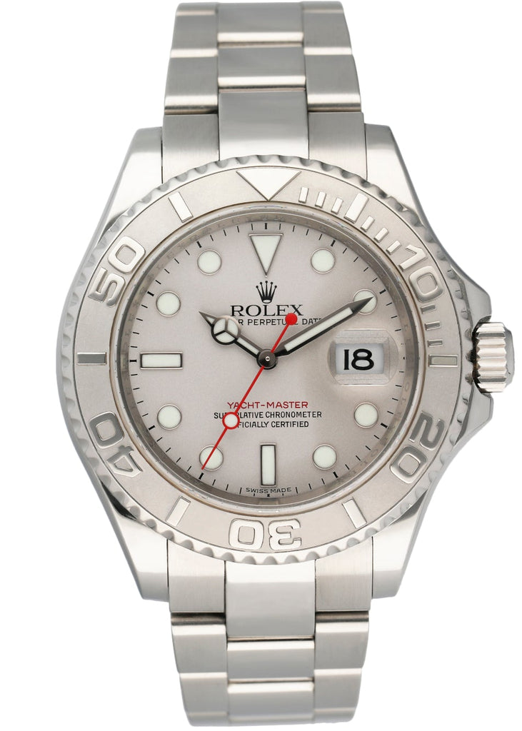 Rolex Yacht Master 16622 Platinum Bezel Engraved Rehaut Men s Watch