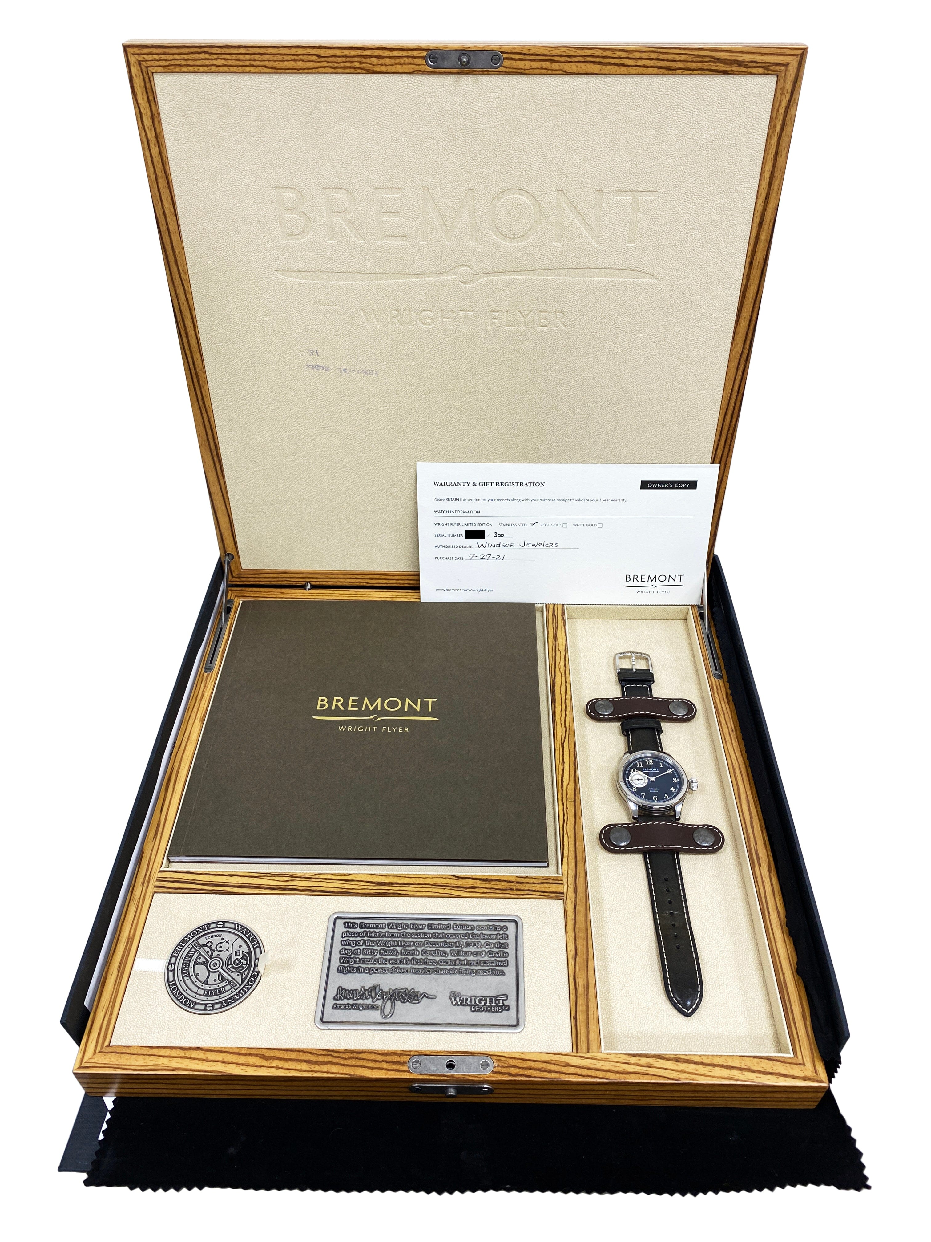 Bremont Wright Flyer Black Dial Steel Limited Mens Watch Box Papers