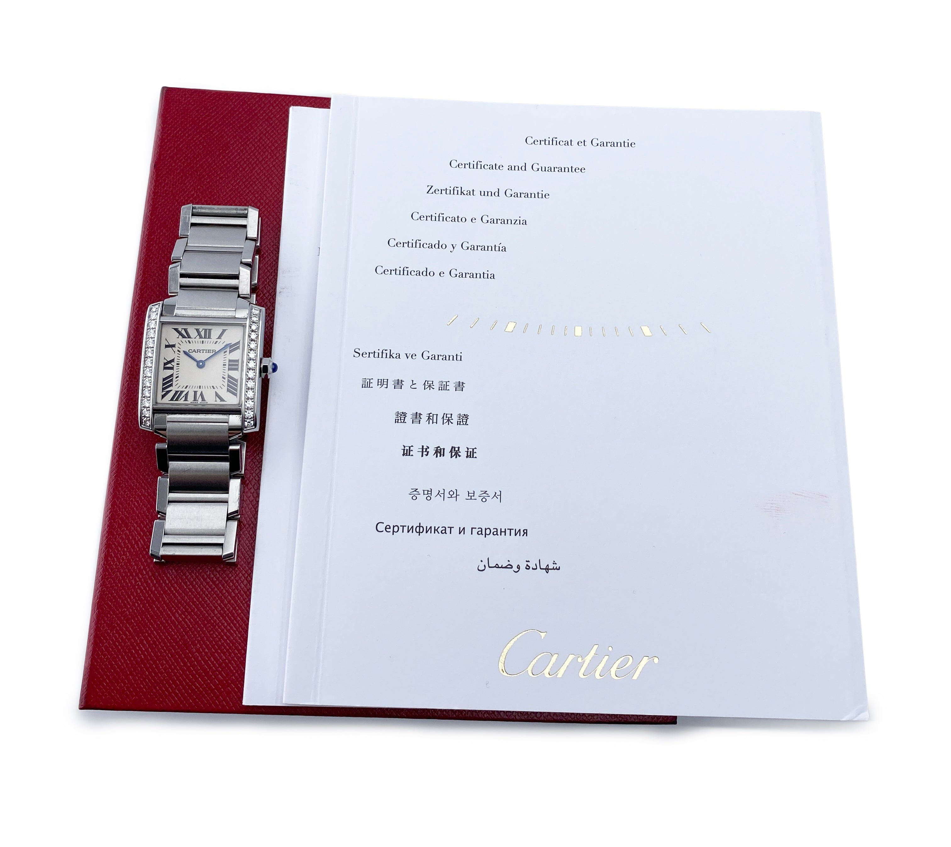 Cartier Tank Francaise W4TA0009 Midsize Ladies Watch Box Papers