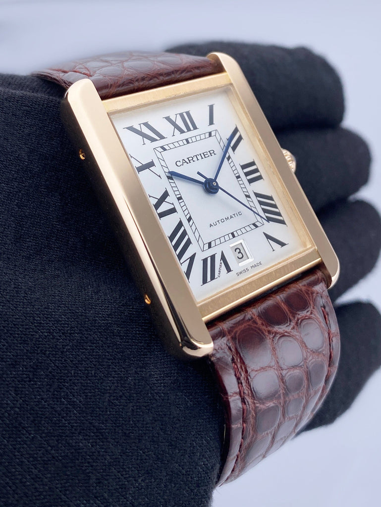 Cartier Tank Solo XL W5200026 18K Rose Gold Mens Watch Box Papers