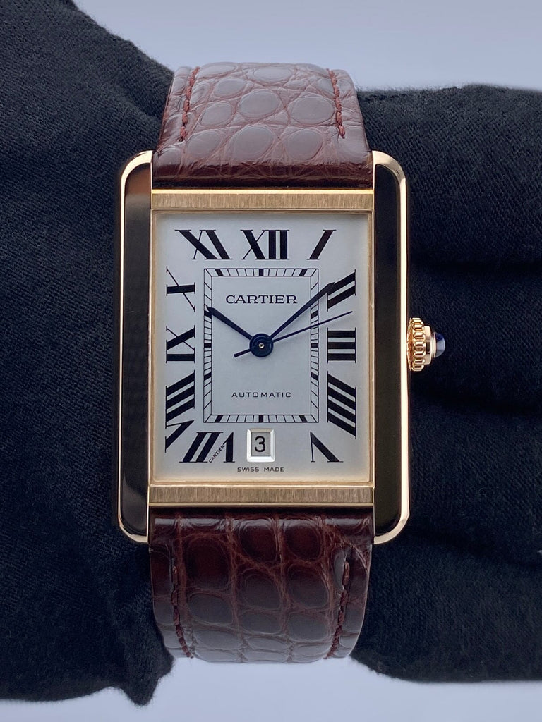 Cartier Tank Solo XL W5200026 18K Rose Gold Mens Watch Box Papers