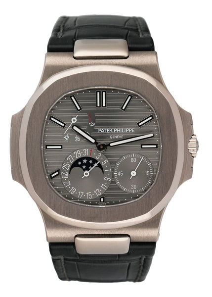 Patek Philippe Nautilus 5712G Moonphase 18K White Gold Mens Watch Box