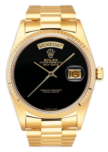 Rolex Day Date 18038 Onyx Dial Mens Watch