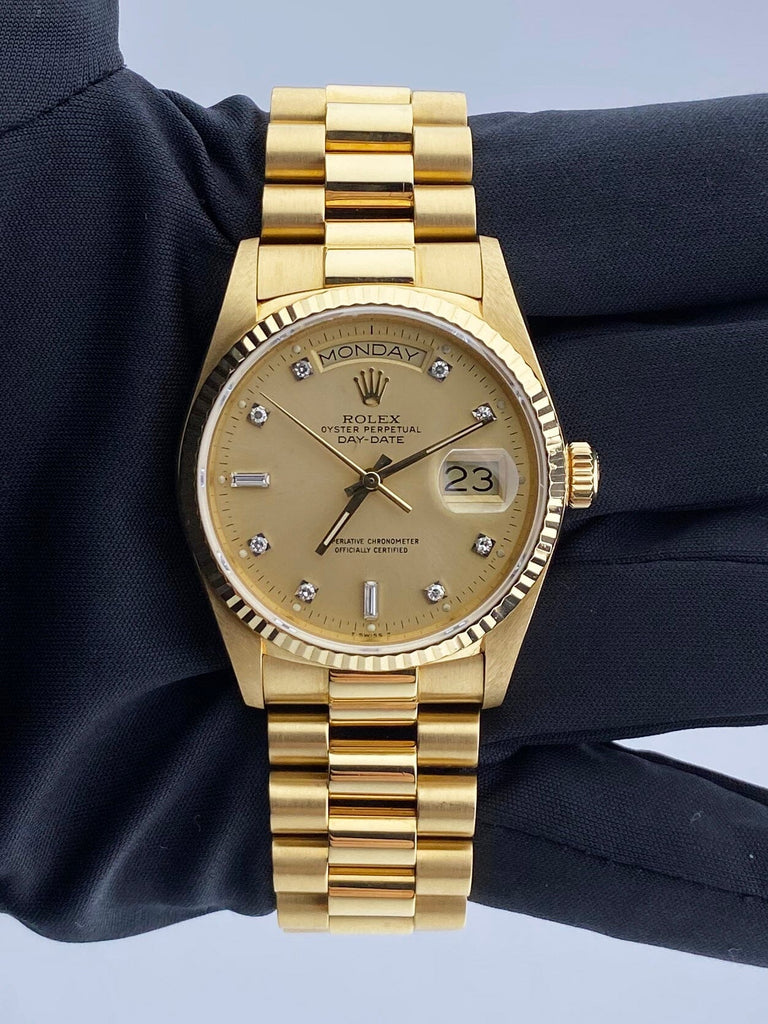 Rolex Day Date 18038 President Diamond Dial Mens Watch