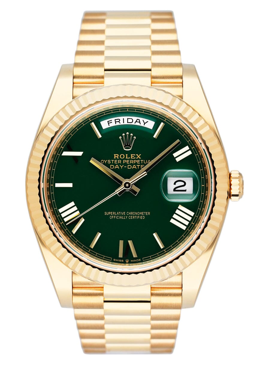 Green face day date rolex best sale