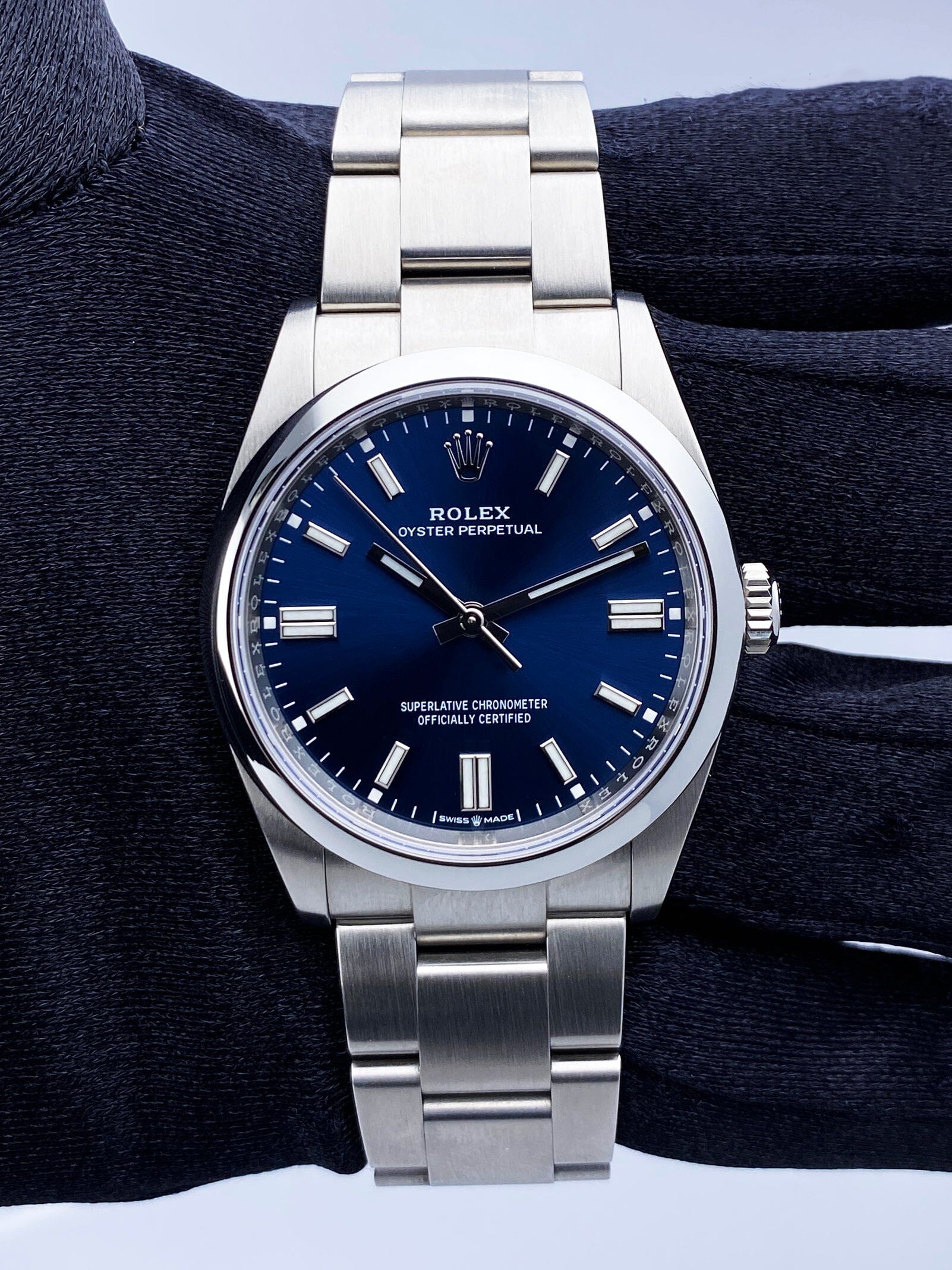 Rolex Oyster Perpetual 126000 Blue Dial Mens Watch Box Papers