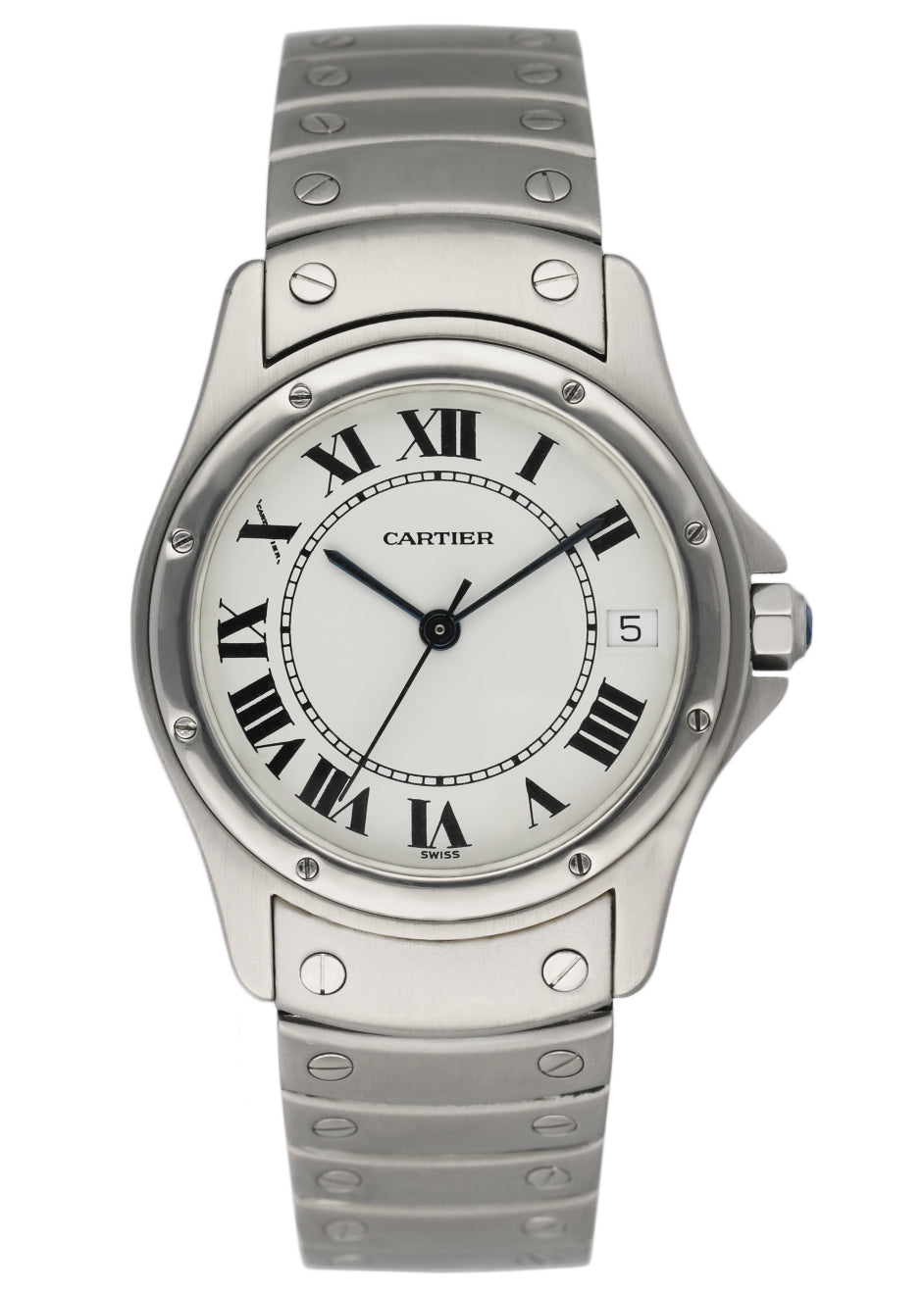 Cartier Cougar 1920 1 Steel White Dial Automatic Mens Watch