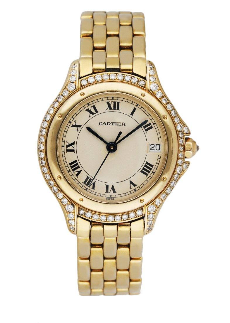 Cartier Panthere Cougar 887907 18K Yellow Gold Diamond Ladies Watch