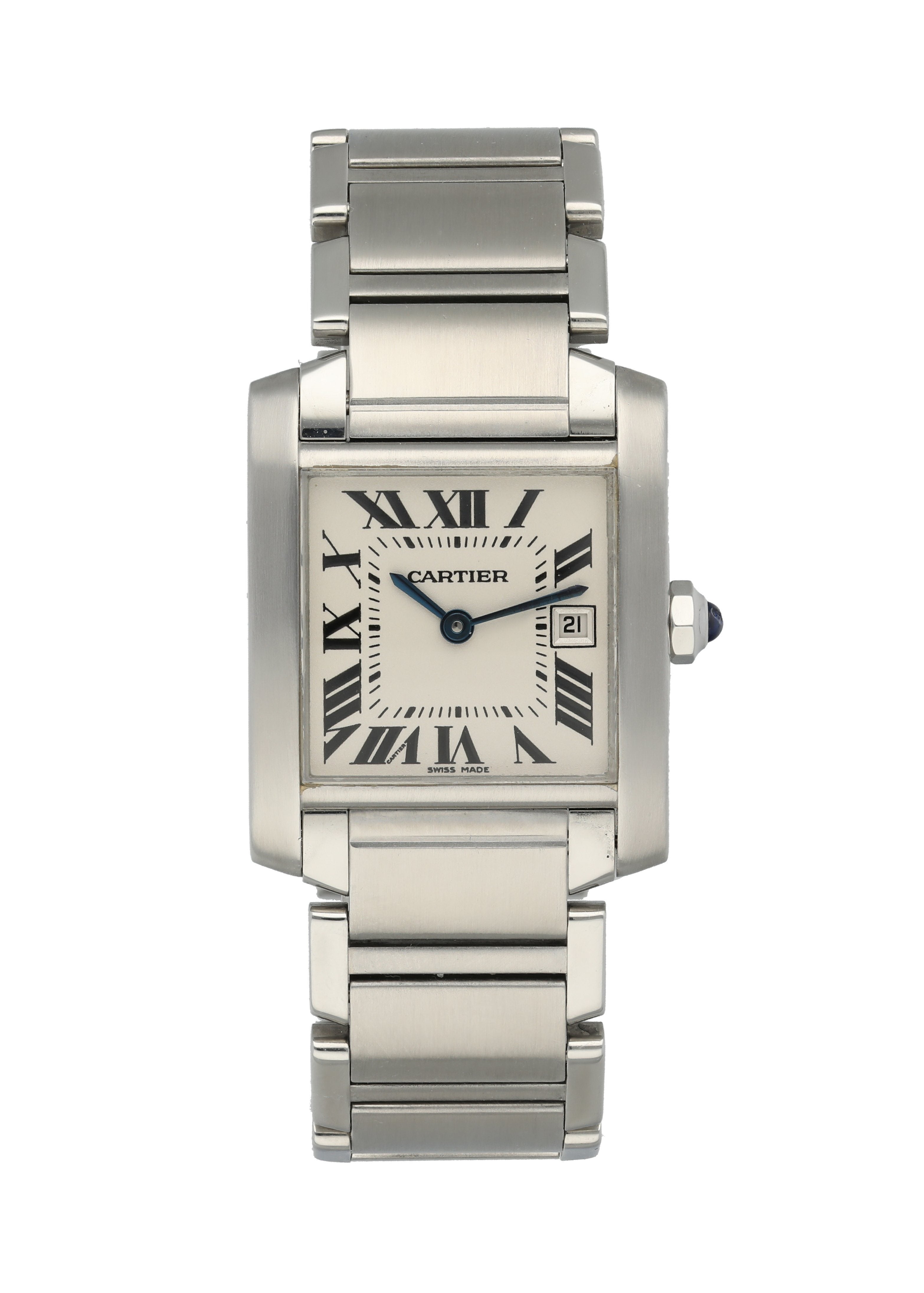 Authentic! Cartier Stainless Steel Ladies Tank Francaise Quartz Watch 2465