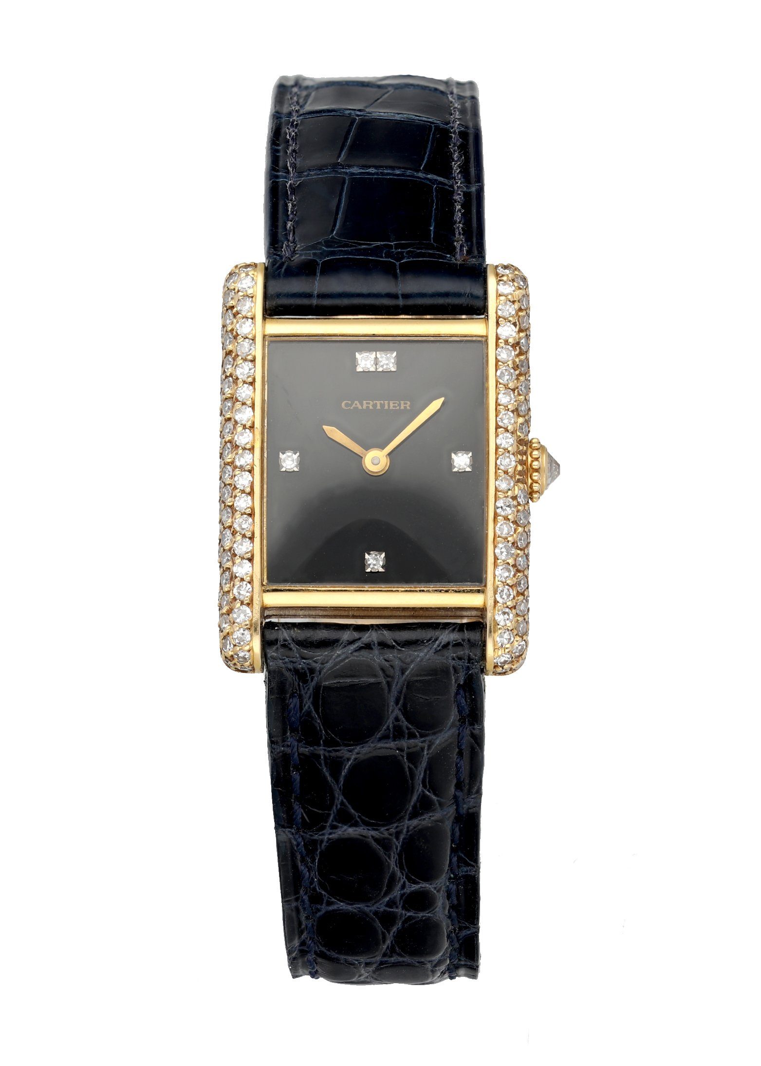 Cartier Tank Paris 78227 Onyx Dial 18K Yellow Gold Ladies Watch