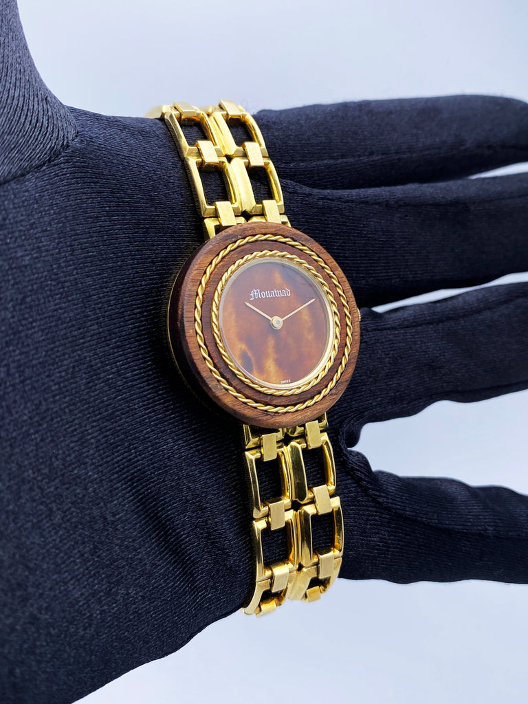 Gérald Genta Mouawad Wood Bezel 18K Yellow Gold Watch