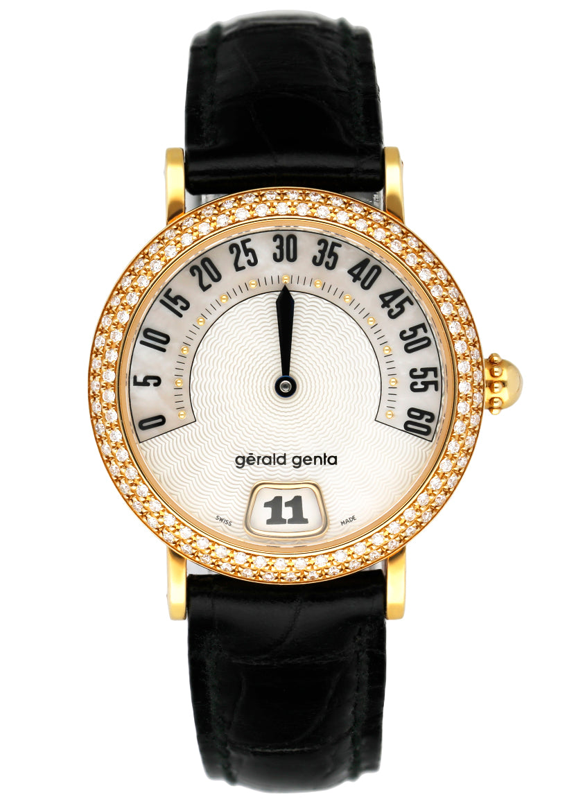 G rald Genta Retro G.3624 Diamonds Dial Gold Ladies Watch Box Papers