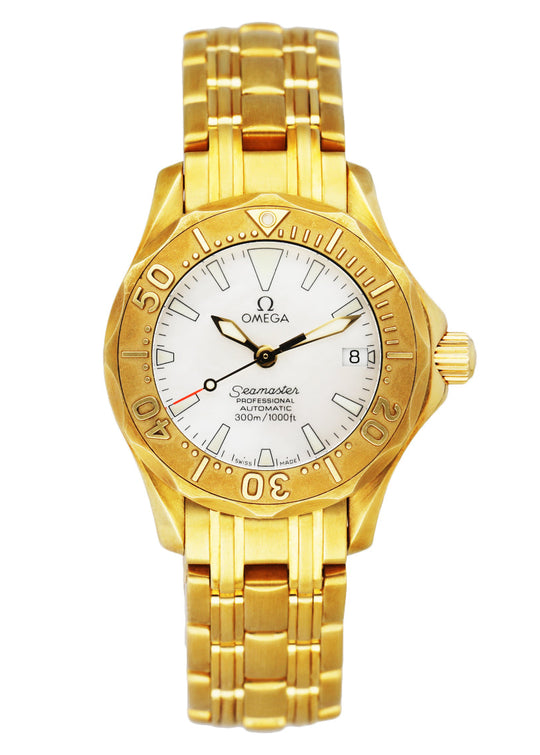 Omega Seamaster 18K yellow Gold Mother Of Pearl Dial Ladies Watch