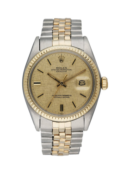 Rolex Datejust Mens 2Tone Gold Stainless Steel Watch with Silver Dial 1601