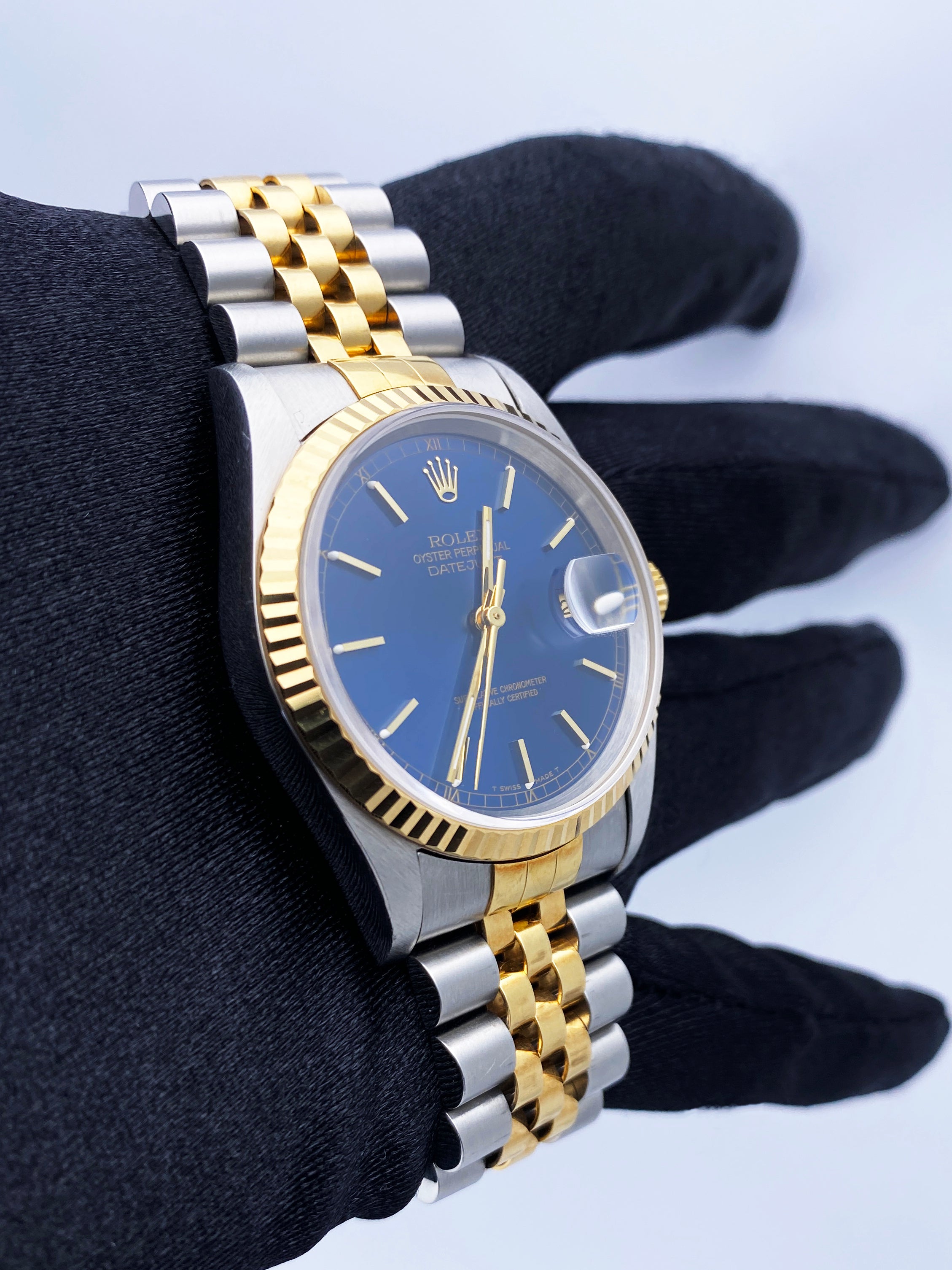 Blue face mens rolex best sale