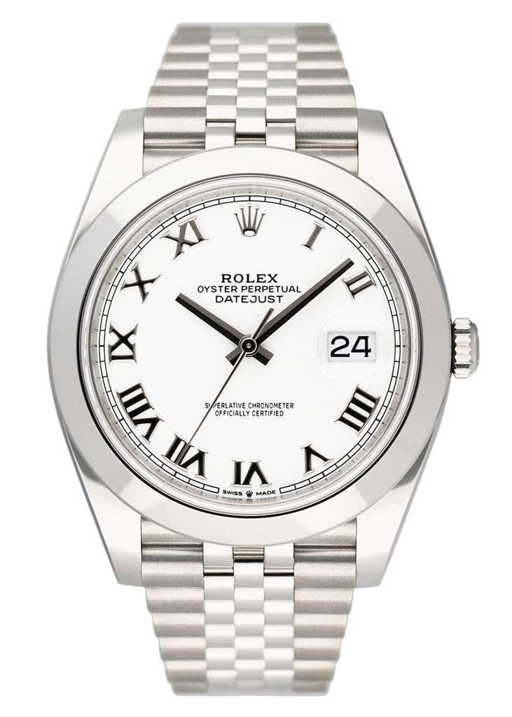 Rolex Datejust 41 126300 White Roman Dial Mens Watch Box Papers