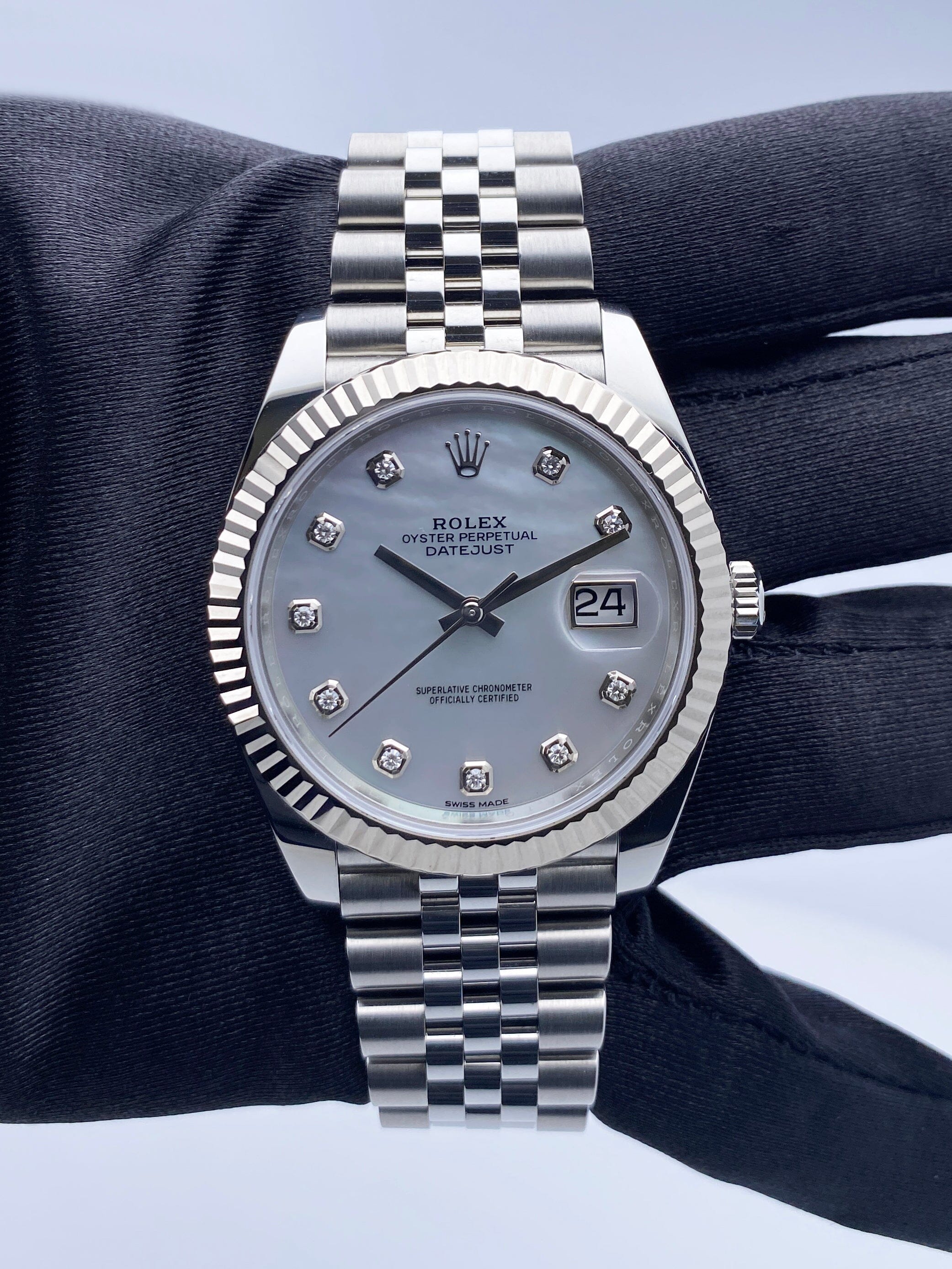 Rolex Datejust 41 126334 MOP Diamond Dial Mens Watch Box Papers