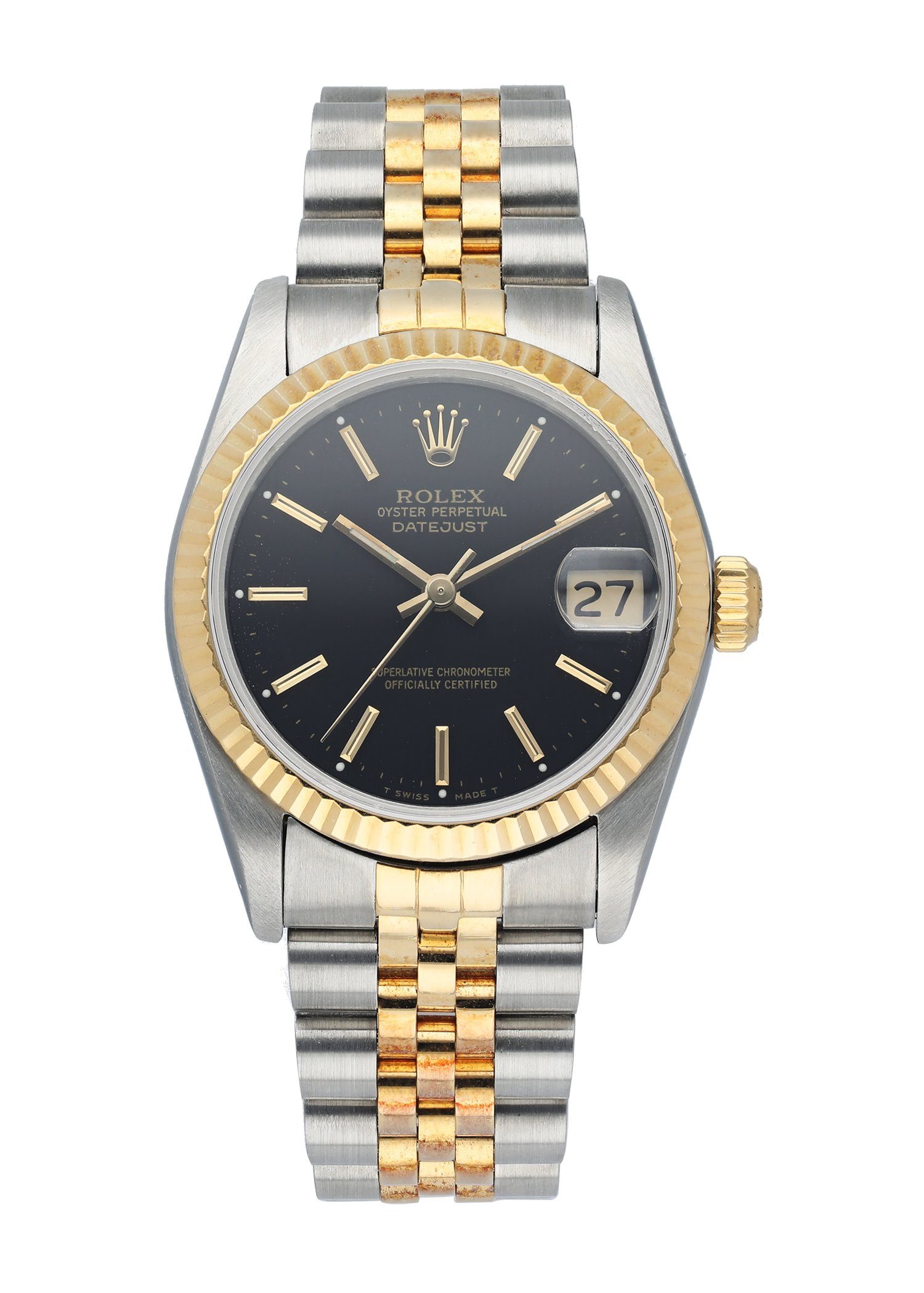 Rolex silver hot sale black face