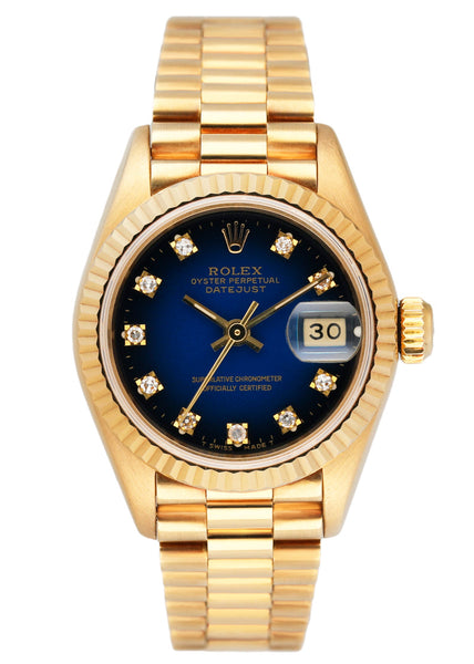 Gold rolex blue online face