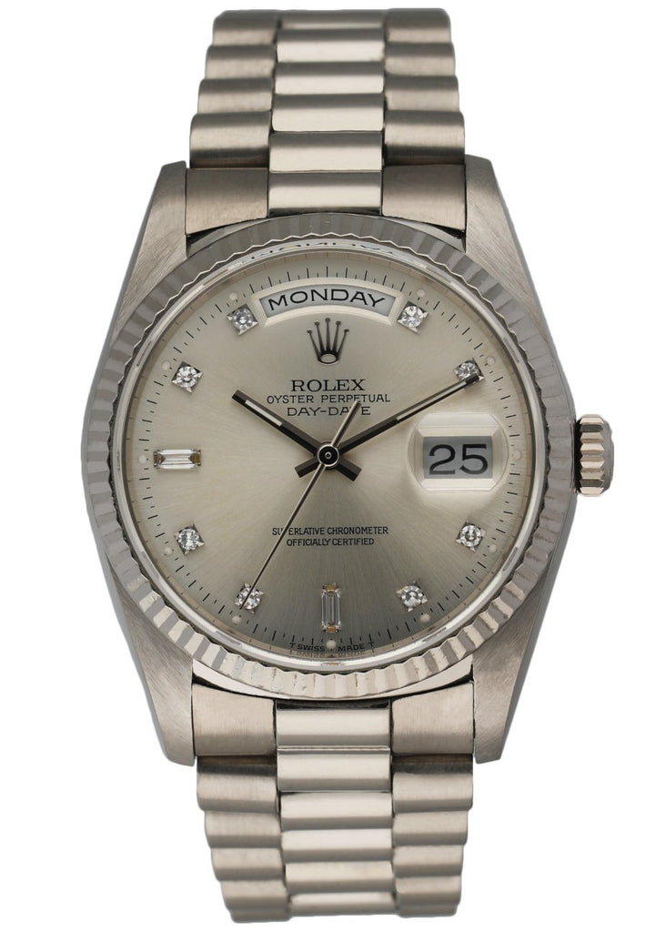 Rolex Day-Date 18239 18K White Gold Diamond Dial Men's Watch