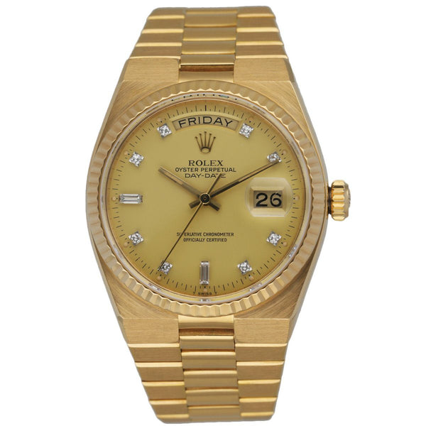 Rolex Oyster Perpetual Day-Date 18K Yellow Gold Diamond Men's Watch 