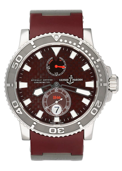 Ulysse Nardin Marine Diver 263 33 Burgundy Dial Mens Watch Box Paper